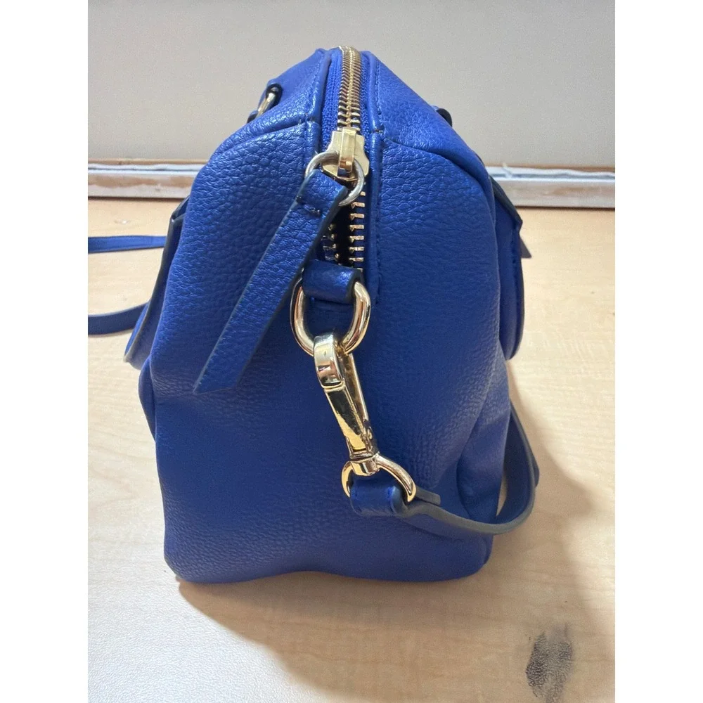 Tommy Hilfiger Blue Pebbled Satchel Crossbody Bag Gold Hardware Handbag